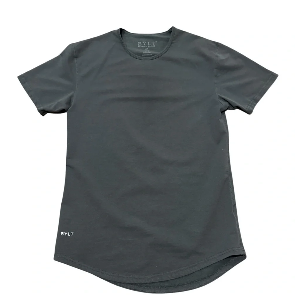 BYLT Basics Drop Cut Lux Short Sleeve TShirt Charcoal Gray Men’s Size Small